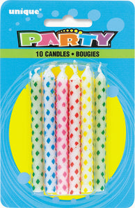 multicoloured diamond dot birthday candles