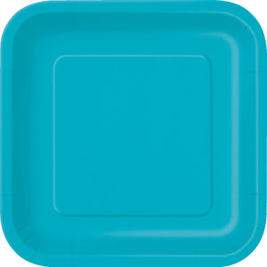 Caribbean Teal Square Paper Dinner Plates
