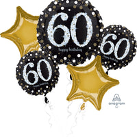 60th sparkling birthday foil balloon bouquet
