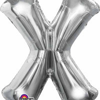 silver foil letter X balloon 34 inch