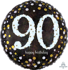 90th holographic 18" foil balloon