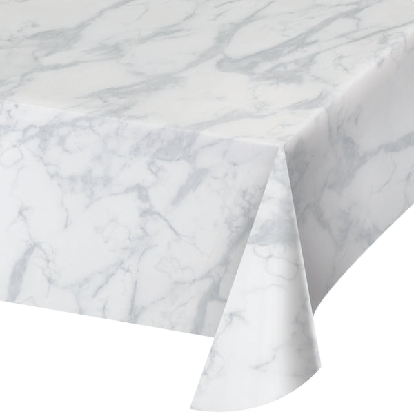 Marble Plastic Table Cover measures 54