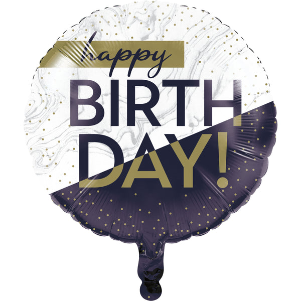 Navy & Gold Happy Birthday 18 inch Foil Balloon