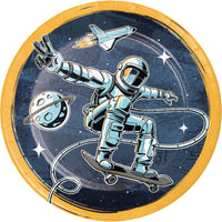 Space skater 9" paper dinner plates. 8 in a package.