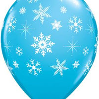 Snowflakes and Sparkle printed latex balloons