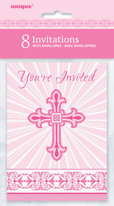 radiant pink cross invitations
