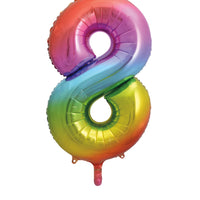 Rainbow number 8 foil balloon