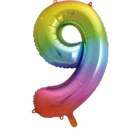Rainbow number 9 foil balloon