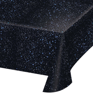 54" x 102" plastic tablecover with galactic Space Blast pattern. 1 per package.