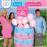 gender reveal balloon bag, 8 empty pink balloons included