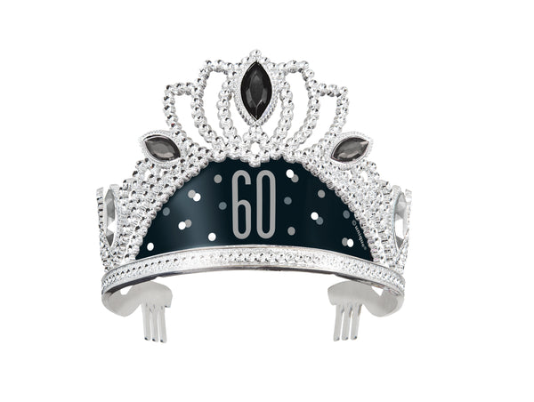 silver tiara with black and grey 60 print