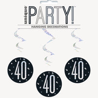 40th swirls hanging decoration package of 6