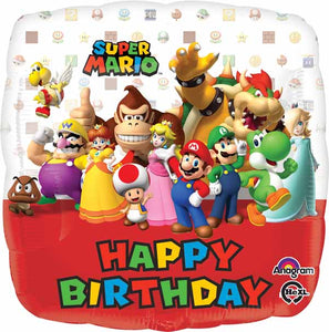 Super Mario Square Happy Birthday 18" foil balloon