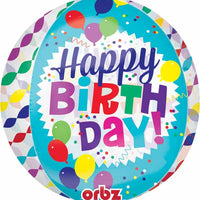 happy birthday orbz balloon with streamer print