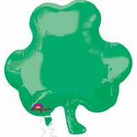 green shamrock shaped 18 inch mylar balloon