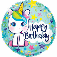 Birthday Cute Unicorn 18" foil balloon