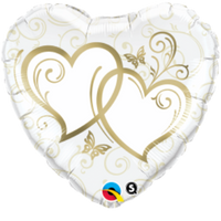 Gold Entwined Hearts 18 inch Foil Balloon