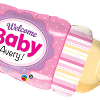Welcome Baby girl bottle 39" foil balloon
