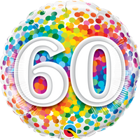 60th Rainbow Confetti 18" foil balloon