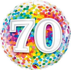 70 Rainbow Confetti 18" Foil Balloon