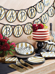 Black & Gold Milestone Birthday Party Supplies