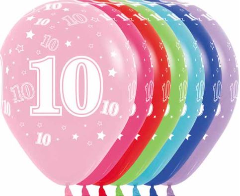 Age 10 Printed Balloon empty 5/Pkg