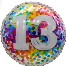 Rainbow 13th Birthday 18 inch Foil Balloon