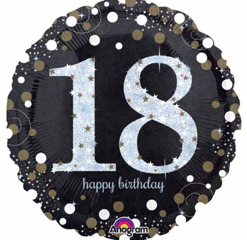 Sparkling Birthday 18 Holographic 18 inch Foil Balloon