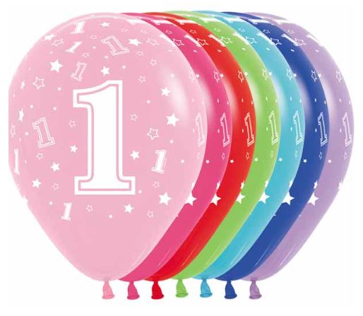 Age 1 Printed Balloon empty 5/Pkg