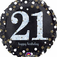 Sparkling Birthday 21st Holographic 18 inch Foil Balloon