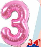 Number 3 Foil Balloon 34" (8 Colours)
