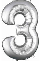Number 3 Foil Balloon 34" (8 Colours)

