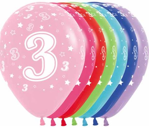 Age 3 Printed Balloon empty 5/Pkg
