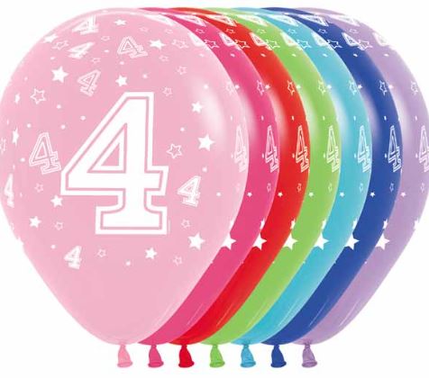 Age 4 Printed Balloon empty 5/Pkg