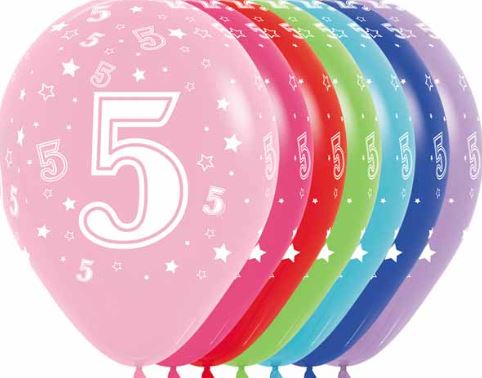 Age 5 Printed Balloon empty 5/Pkg