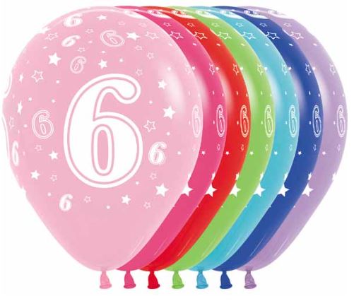 Age 6 Printed Balloon empty 5/Pkg