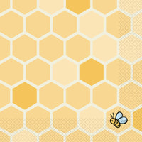 luncheon napkins with yellow honeycomb and bee