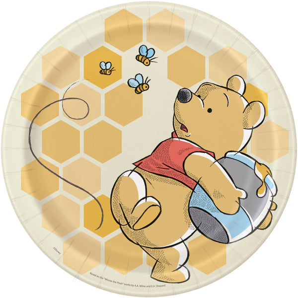 9 inch dinner plate with Pooh being chased by bees