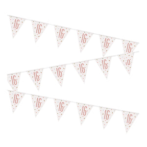 16th Birthday Rose Gold Glitz Flag Banner