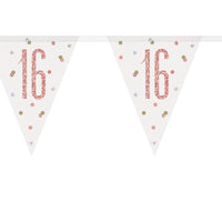 16th Birthday Rose Gold Glitz Flag Banner