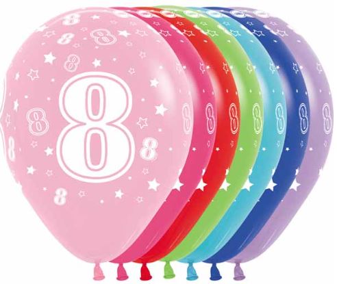 Age 8 Printed Balloon empty 5/Pkg