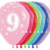 Age 9 Printed Balloon empty 5/Pkg