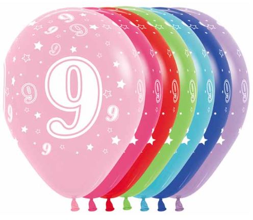Age 9 Printed Balloon empty 5/Pkg