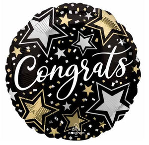 Congratulations Grad Stars 18 inch round Foil Balloon