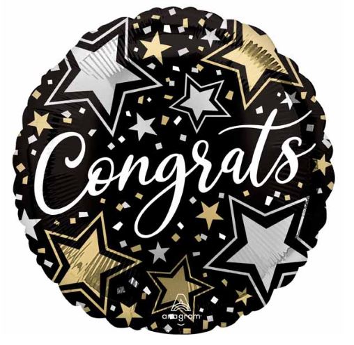 Congratulations Grad Stars 18 inch round Foil Balloon