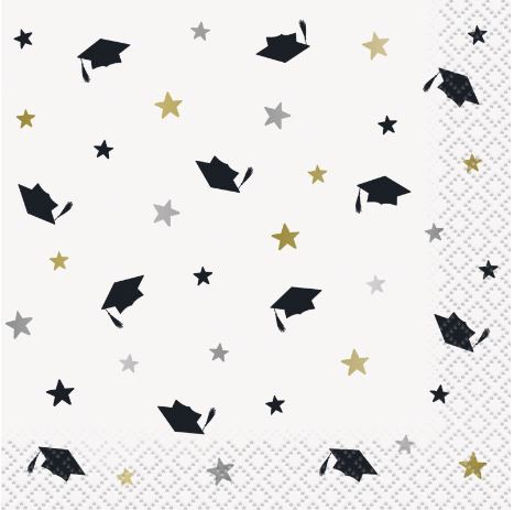 Stars and Caps Grad Beverage Napkins 16CT