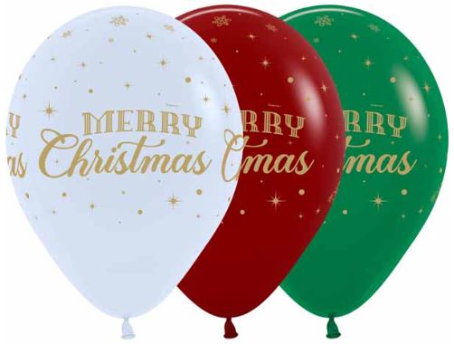 Merry Christmas Snowflake 11 inch Printed Balloons 3/pkg