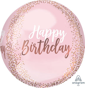Blush Birthday 15 inch Orbz Balloon