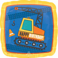 square 18" foil happy birthday balloon with crane