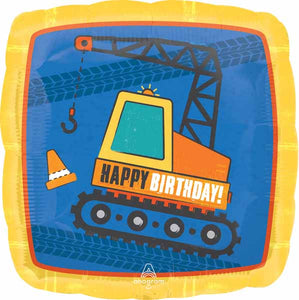 square 18" foil happy birthday balloon with crane